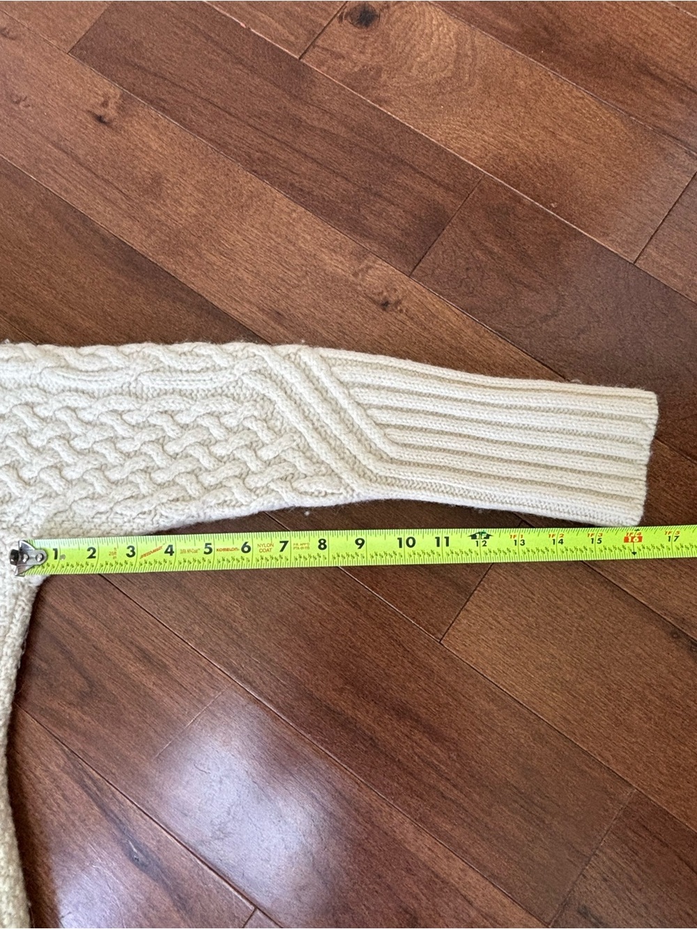 Aran Sweater Market Cream Cable Knit Shawl Collar Toggle Sweater - Picture 7 of 8